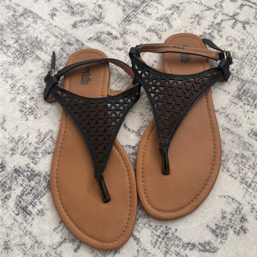 Stylish Black and Tan Sandals